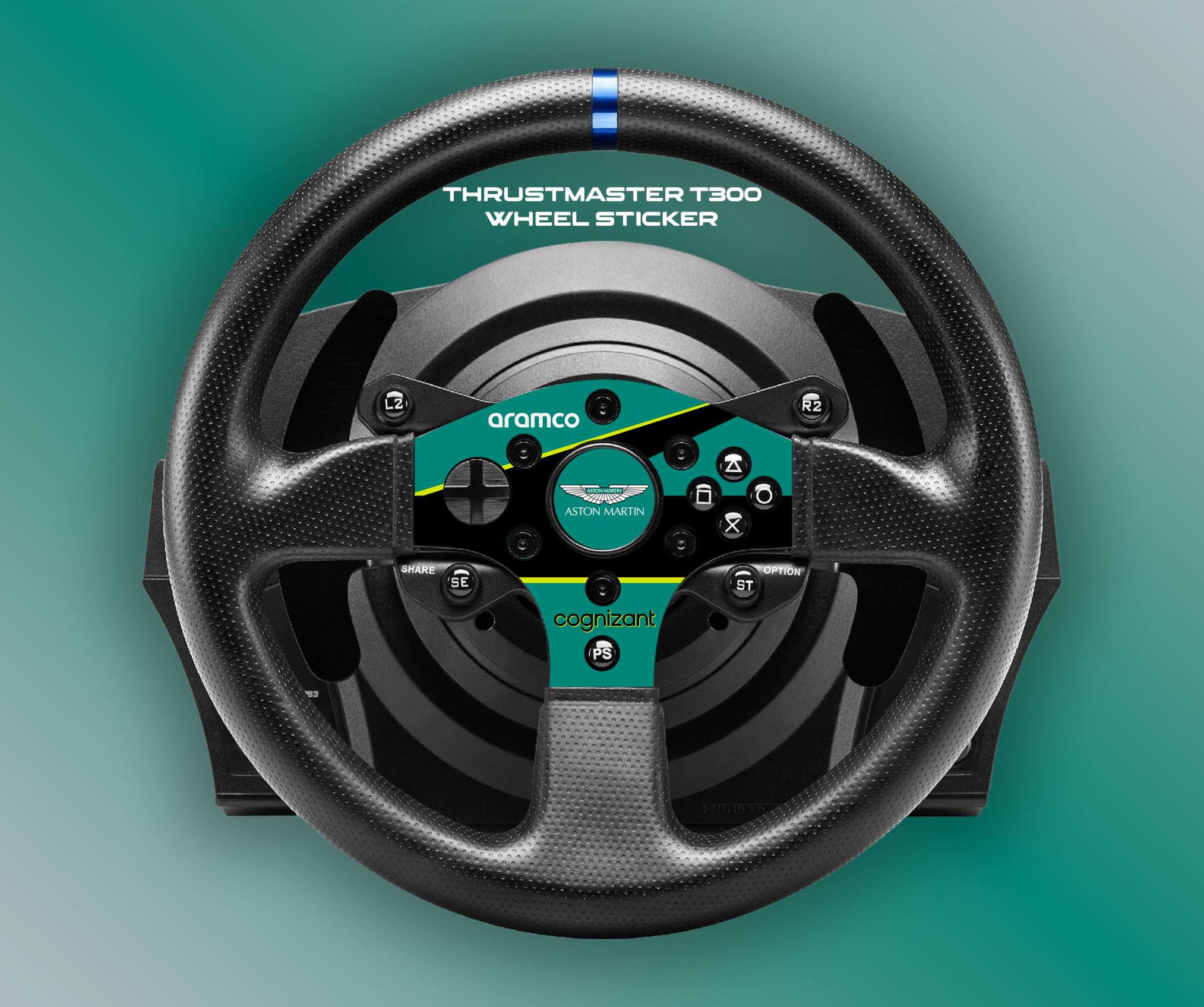 Sticker Aston Martin pour volant simulateur Thrustmaster T300