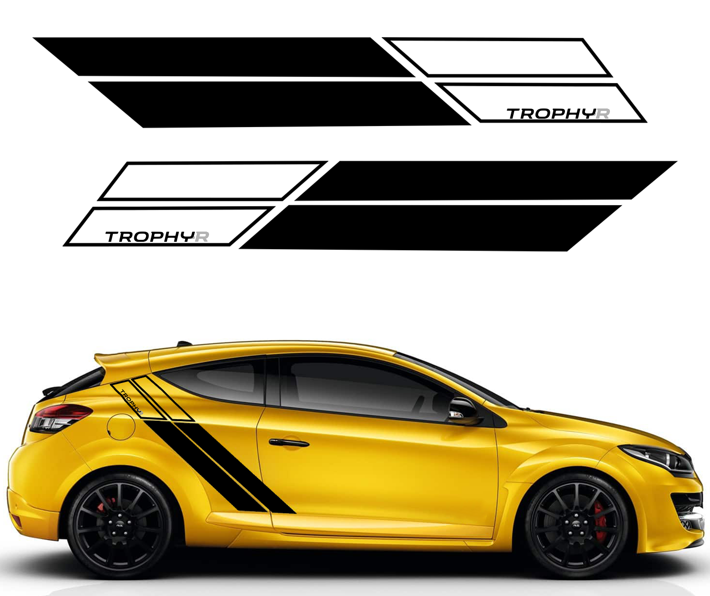 Kit Sticker bandes latérales Megane 3 RS (Trophy, Trophy-R, Cup)