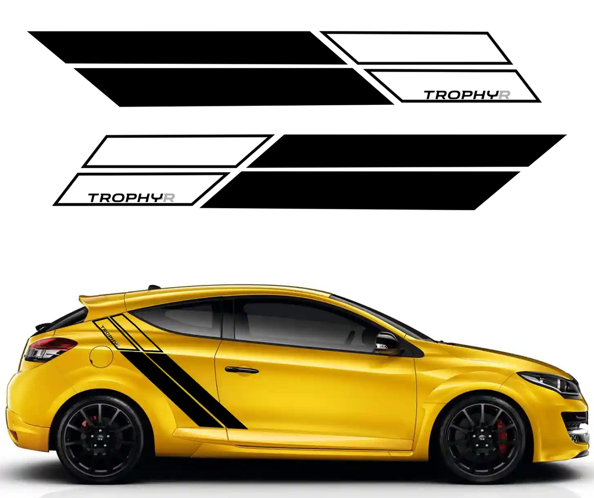 Kit Sticker bandes latérales Megane 3 RS (Trophy, Trophy-R, Cup)