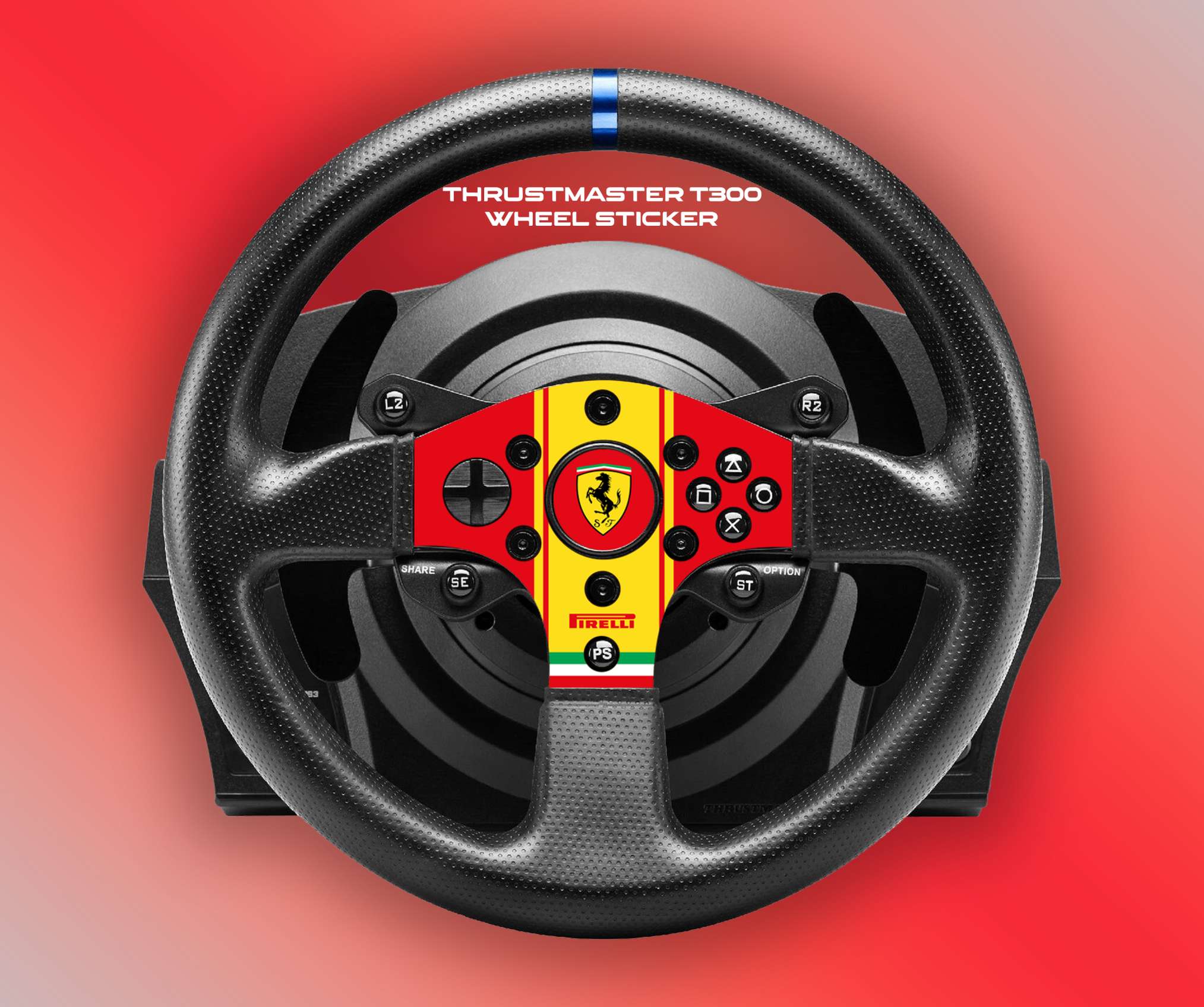 Sticker Ferrari pour volant simulateur Thrustmaster T300