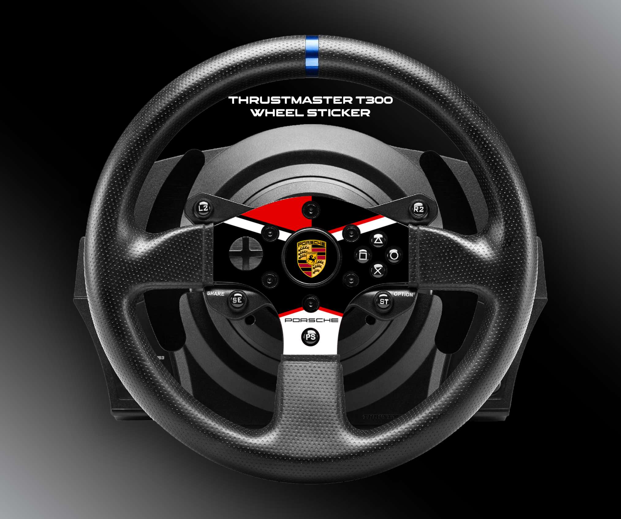 Sticker Porsche pour volant simulateur Thrustmaster T300