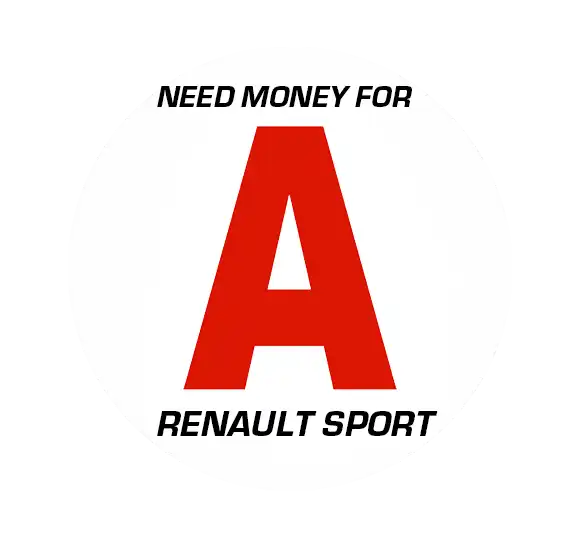 Sticker Disque A Jeune Permis Need Money for A Renault Sport