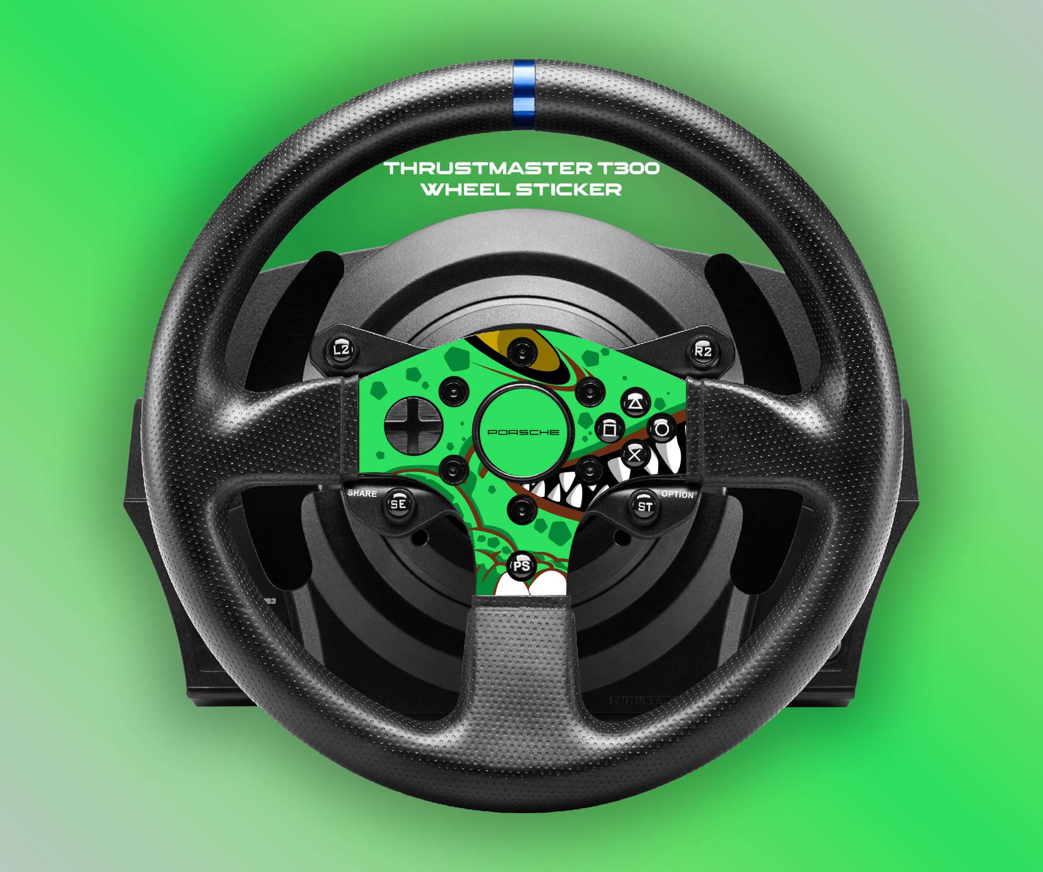 Sticker Porsche T-rex pour volant simulateur Thrustmaster T300