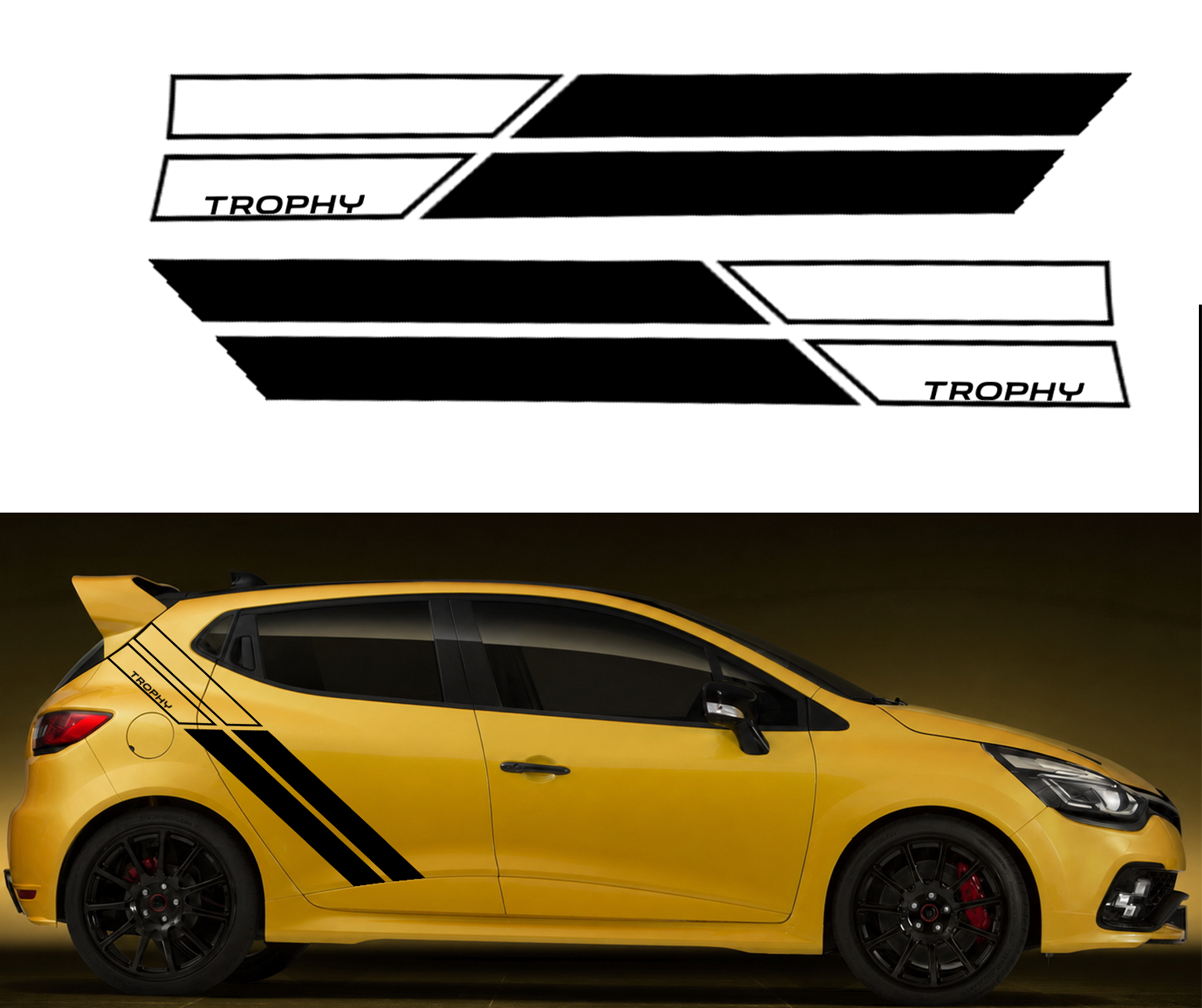 Kit Sticker bandes latérales Clio 4 RS (Trophy, Cup)