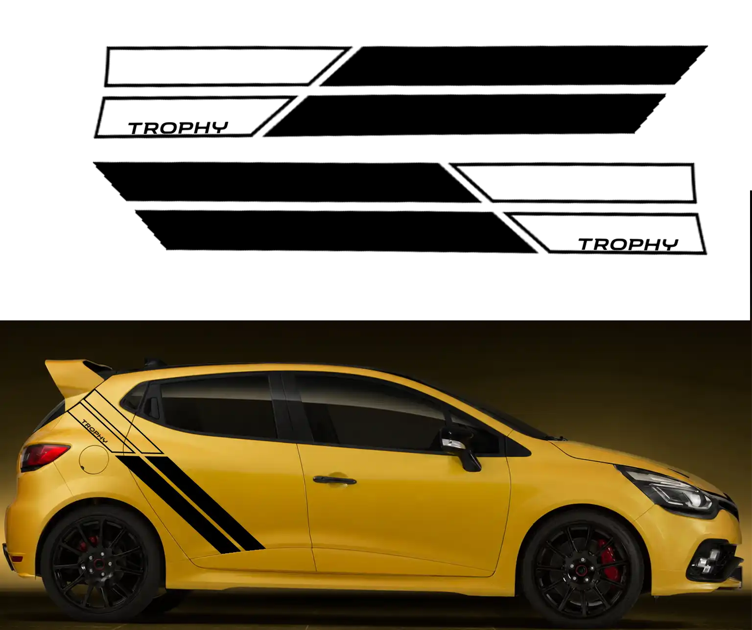 Kit Sticker bandes latérales Clio 4 RS