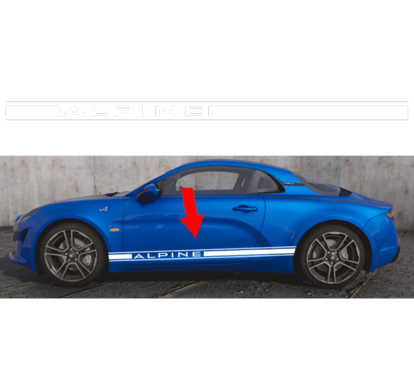 Kit 2x Bandes Stickers Latéraux pour Alpine A110