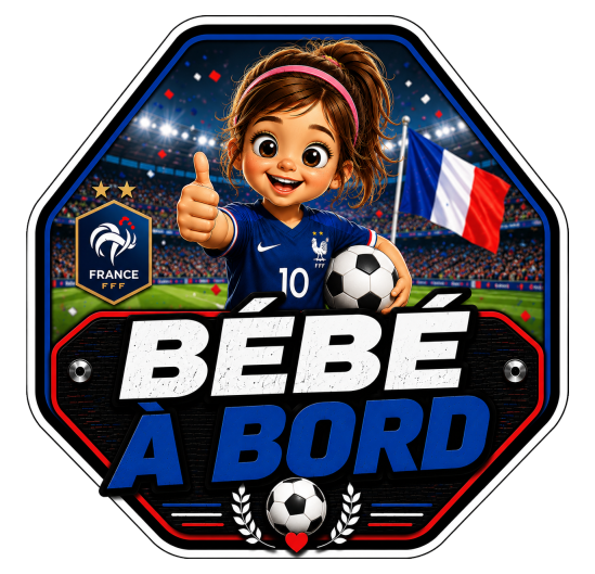 Sticker Bébé à bord Fille Footballeuse Equipe de France