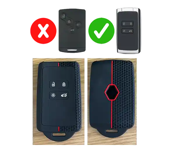 Coque clé "noir et rouge" Renault nouvelle génération