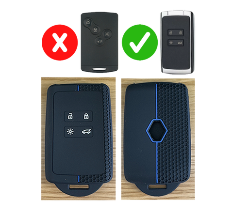 Coque clé "noir et bleu" Renault nouvelle génération