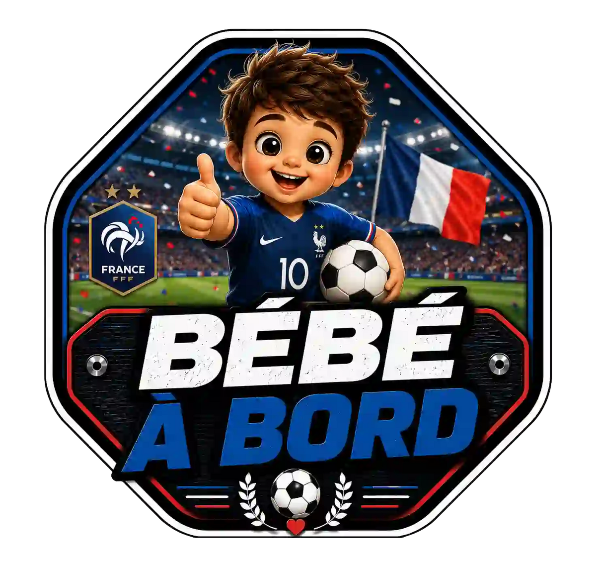 Sticker Bébé à bord Garçon Footballeur Equipe de France