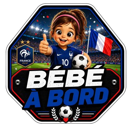 Sticker Bébé à bord Fille Footballeuse Equipe de France