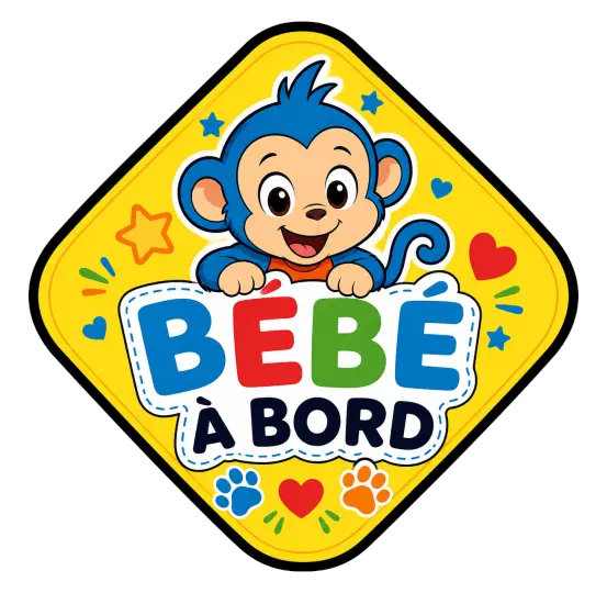 Sticker Bébé à bord Universelle Singe Adorable